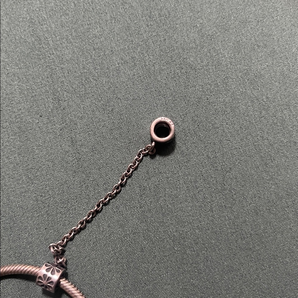 Pandora sterling silver iconic clasp bracelet with SS daisy safety chain - Picture 4 of 6